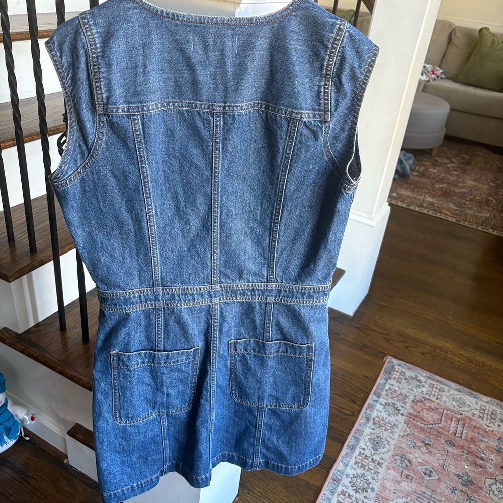Madewell Denim Cap Sleeve mini Dress with Pockets - Size 6 - Picture 6 of 6